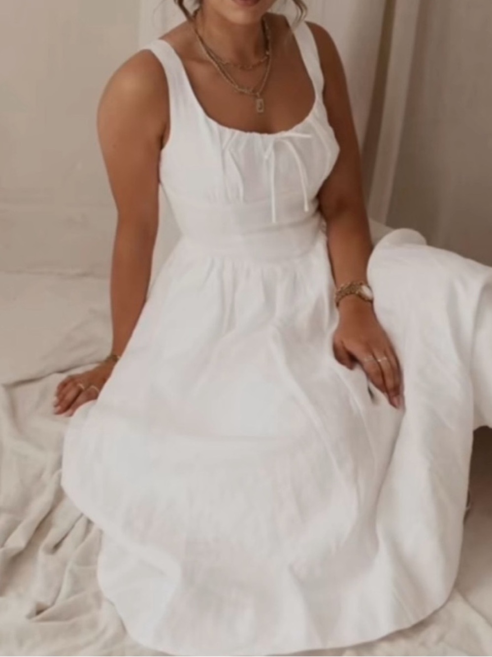 Reformation Balia Linen Dress in White